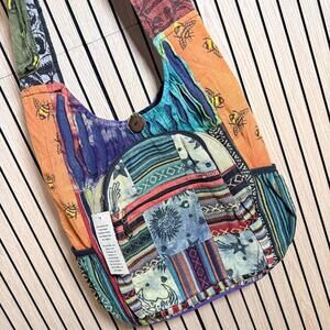 Kathmandu Collection - Vintage Patchwork Hobo Bag with Water Bottle Pockets